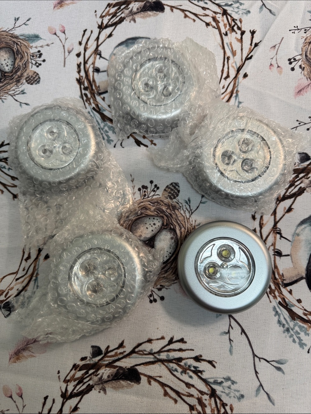 Pack of 5 Silver LED Tap Lights - Portable Puck Accent Lights